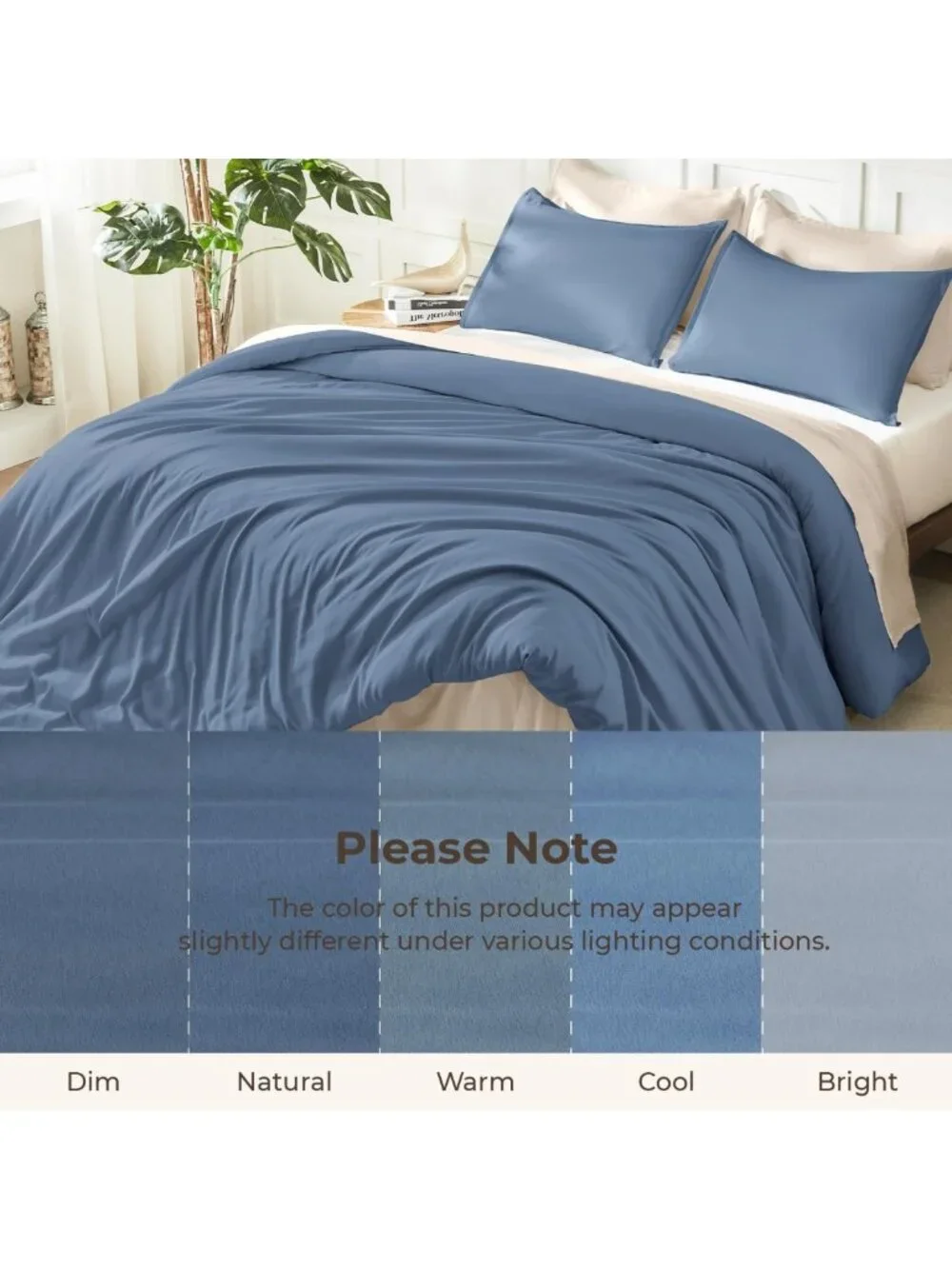Lightweight Haze Blue Full Comforter Set, 3-Piece Solid Bedding for Cozy Sleep